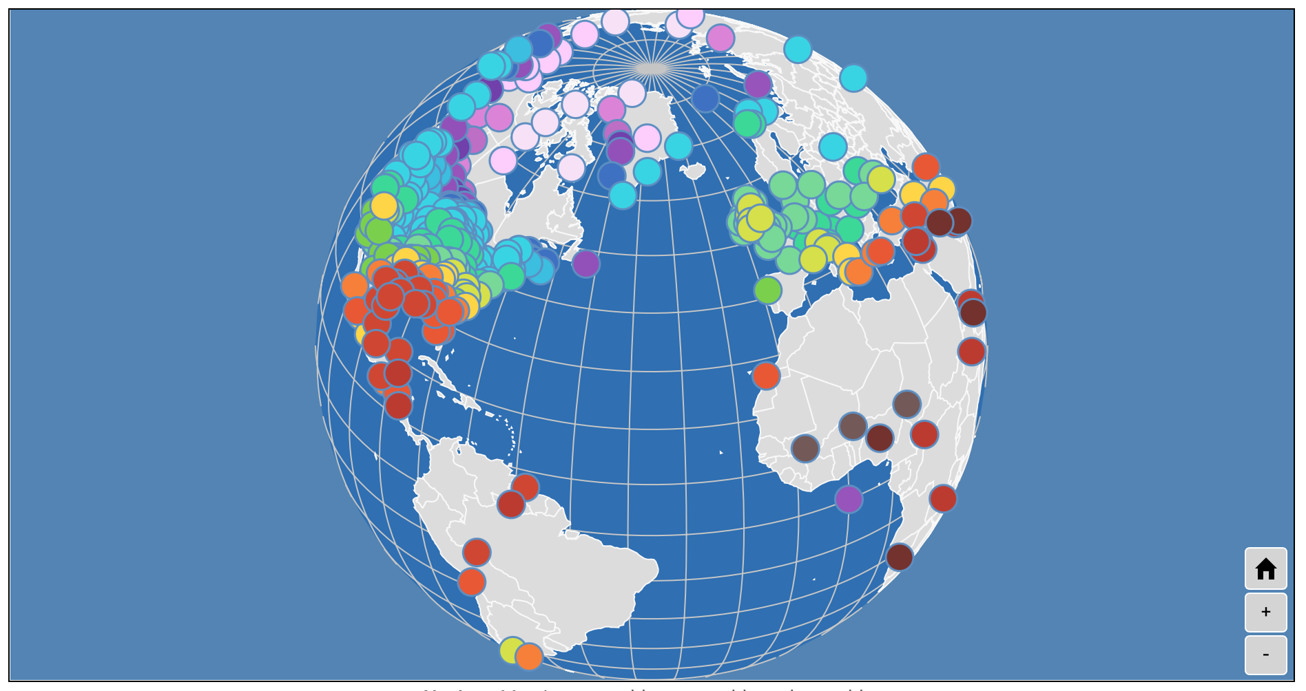Our interactive globe map with current weather around the world