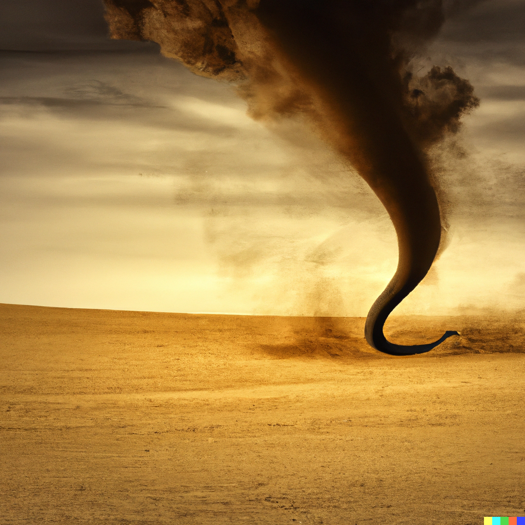 Dust devil spinning in the desert